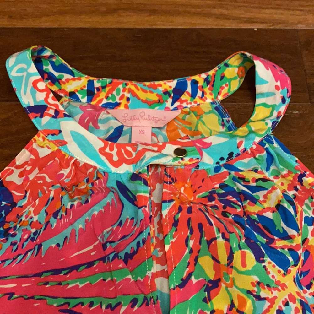 Lilly Pulitzer high neck SILK top! Sz XS - Picture 4 of 6